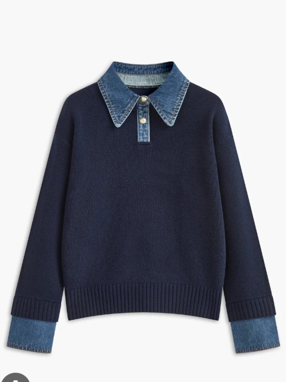 Commense 2 in 1 Panel Lapel Sweater in Navy